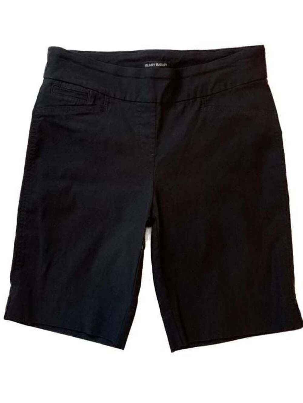 Hilary Radley Black Pull-On Bermuda Shorts, Size Medium